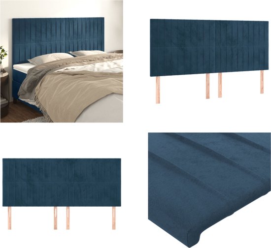 Tête de lit vidaXL Hoofdborden 4 st 80x5x78/88 cm fluweel zwart3116388