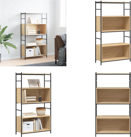 Boekenrek 78,5x33x188,5 cm bewerkt hout zwart kopen