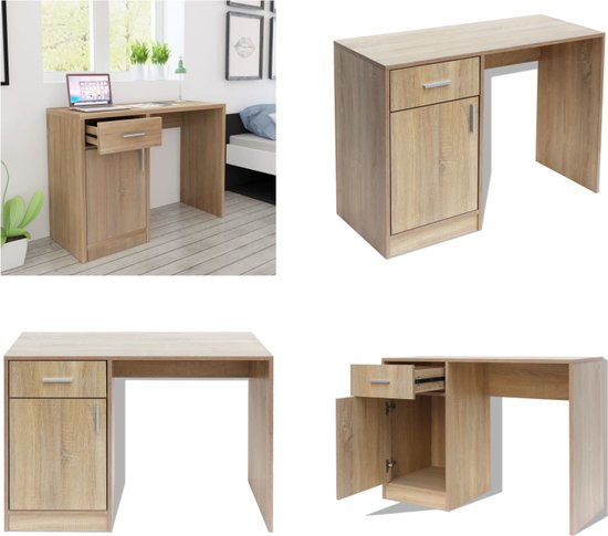 Bureau met kast en lade 100x40x73 cm bewerkt hout zwart