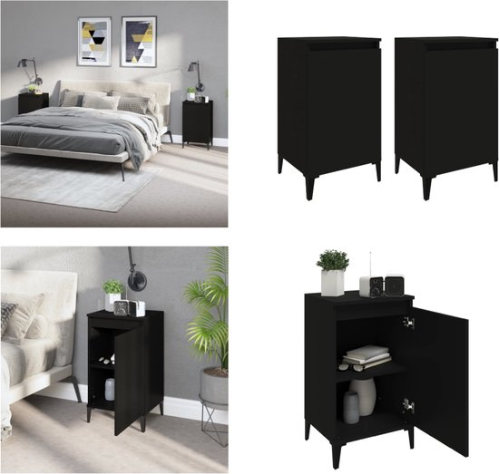 vidaXL Tables de chevet 2 pcs 40x35x70 cm Bois fini Noir - Table de chevet - Tables de chevet de chevet - Table de chevet - Armoire