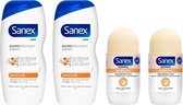 Sanex SET - 2 x 500 ml Dermo Sensitive Douchegel + Deo Roller 2 x 50 ml