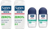 Sanex Zero Men SET - Gel Douche + Déo Roller Men Sensitive 2 + 2