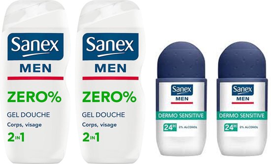 Sanex Zero Men SET - Douchegel + Deo Roller Men Sensitive 2 + 2
