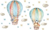 Muursticker Kinderkamer - Babykamer - Cartoon Dieren in Luchtballon - Jungle - Aquarel - 82x50cm - Jongen - Meisje