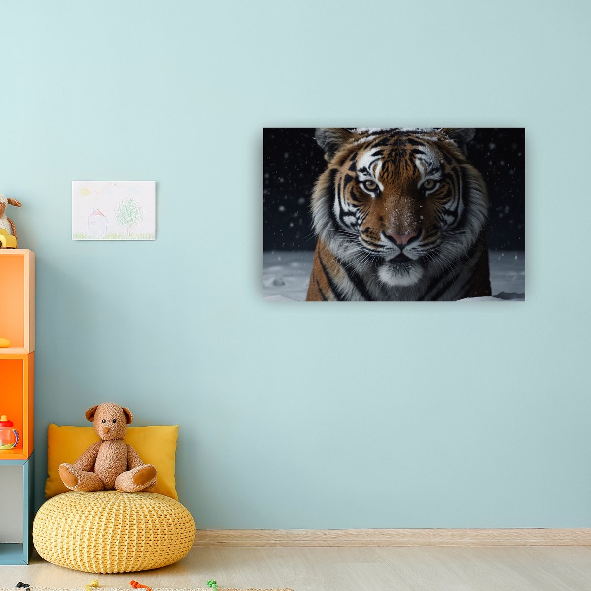 Mindset is Everything Cat and Tiger Canvas Wall Art Pictures Print Wall Art Inspirational Poster Picture Wall Painting Modern Abstract Motivational Artwork Decor Home Living Room Office[12''W X 18''H