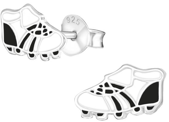 Joy|S - Zilveren voetbalschoen oorbellen - 9 x 6 mm - voetbal oorknoppen