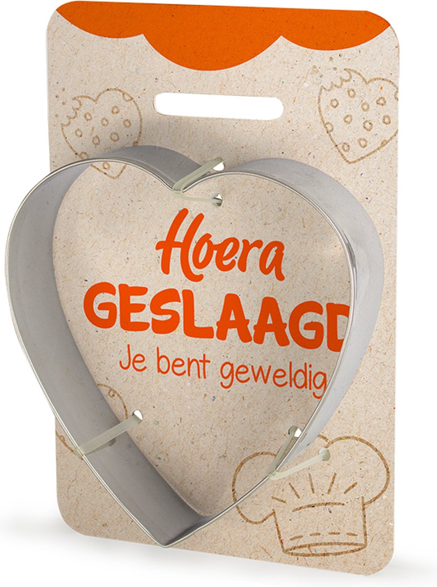 Koekvormpje, hart vorm, Geslaagd, koekjesvorm, cadeau idee verjaardag, origineel cadeautje