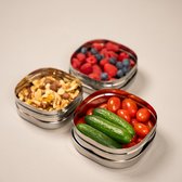 Bols à fruits en acier inoxydable - Boîtes à collation - Boîtes à collation en acier inoxydable - Set de 3 - Enfants - Sans BPA - Talli - Bol à fruits pour l'école - Boîte à collation pour enfants - Boîte à fruits