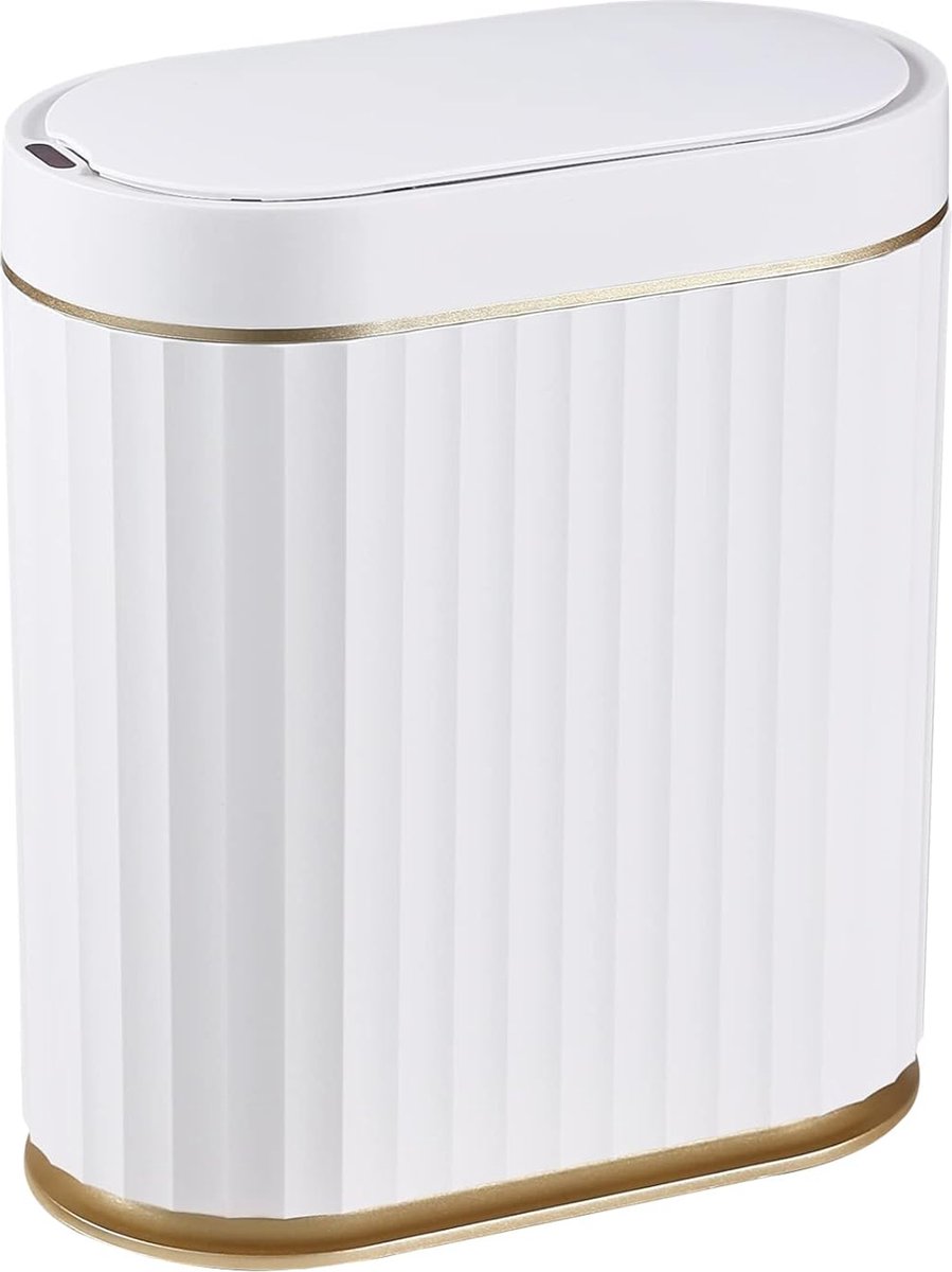 Automatische Badkamerbak met deksel – 8L sensorprullenbak - Slanke Plastic Prullenbak - Waterdichte automatische bak voor slaapkamer - Badkamer - Keuken - Kantoor