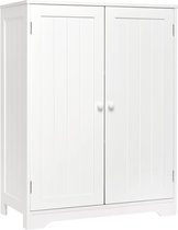 Meuble de salle de bain, buffet, moderne avec double porte et étagère réglable, MDF, peint, bois, blanc, 60 x 30 x 80 cm (LxPxH)