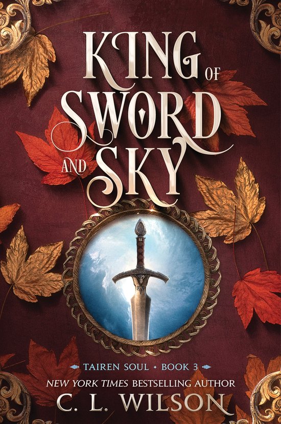 Boekomslag van "King of Sword and Sky" met een zwaard in een medaillon, omringd door bladeren. Tai-ren Soul Boek 3.