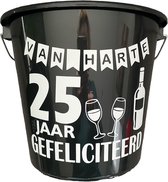Cadeau Emmer-Van Harte 25 Jaar-5 Liter-Zwart-Cadeau-Geschenk-Gift-Kado-Verjaardag-25 Jaar