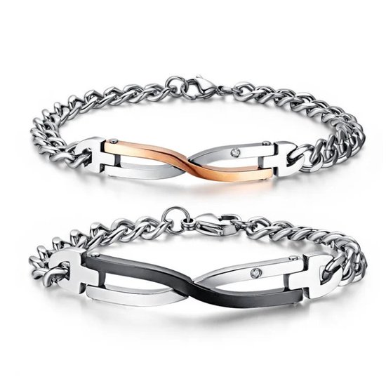 Bracelet d'amour Set de diamant (zircon cubique) – Cadeau d'amour romantique pour Hem et Cheveux – Cadeau de Noël pour homme – Cadeau de Noël – Klein cadeau de Noël