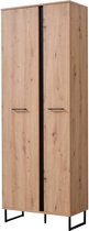 armoire de rangement norvège - armoire d'entrée - 2 portes - chêne brun -