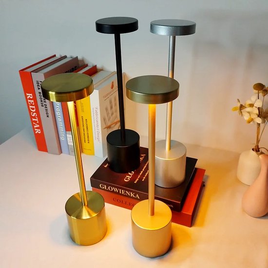 Cosy Casa® - Tafellamp oplaadbaar - Goud - Dimbaar - 3 lichtkleuren - Aluminium - Sfeerverlichting - Eettafel lamp - 35cm