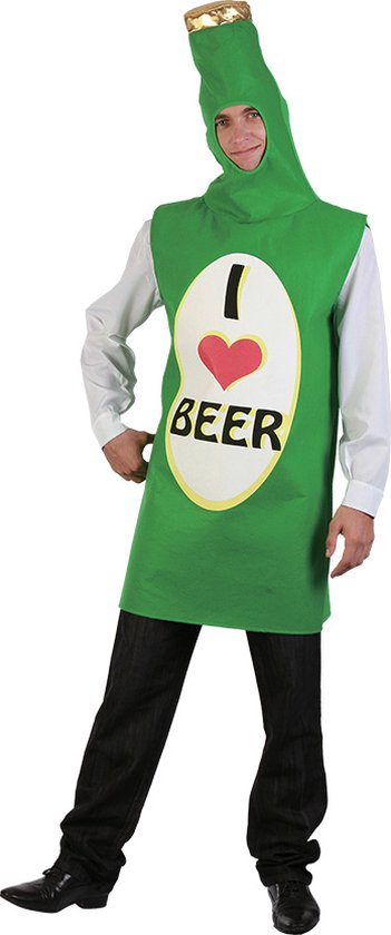 Bierfles kostuum groen 'I love beer' voor volwassenen - One Size - Carnavalskleding