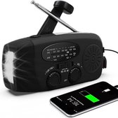 Radio d'urgence portable - Power bank 2000 mAh - Lampe de poche - Manivelle Solar - Kit d'urgence - Plastique - Zwart