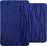 Badmatset, 2-delig, traagschuim, absorberend, antislip, wasbaar, 2-delig (40 x 60 cm + 50 x 76 cm, marineblauw)