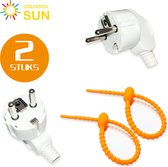 Colorful Sun® Plug Set - Fiche d'alimentation coudée - Fiche Schuko - Fiche correspondante - Mise à la terre - Sécurité enfants - 250 V - 16 A - Wit