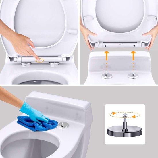 eSituro Wc-bril met softclosemechanisme, stabiel toiletdeksel voor badkamerinstallaties, mdf-houten kern, eenvoudige montage, toiletbril, hoogwaardige wc-deksel, wc-bril