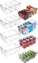 8 -stuks hoog -quality koelkast organizer, organisator van stapelbare keukens met schotten, opbergdoos organisator transparante container voor pantry, vriezer, kast, lade, kantoor -bpa -