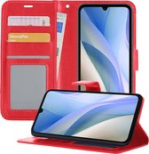 Hoesje Geschikt voor Samsung A15 Hoesje Book Case Hoes Portemonnee Cover Walletcase - Hoes Geschikt voor Samsung Galaxy A15 Hoes Bookcase Hoesje - Rood