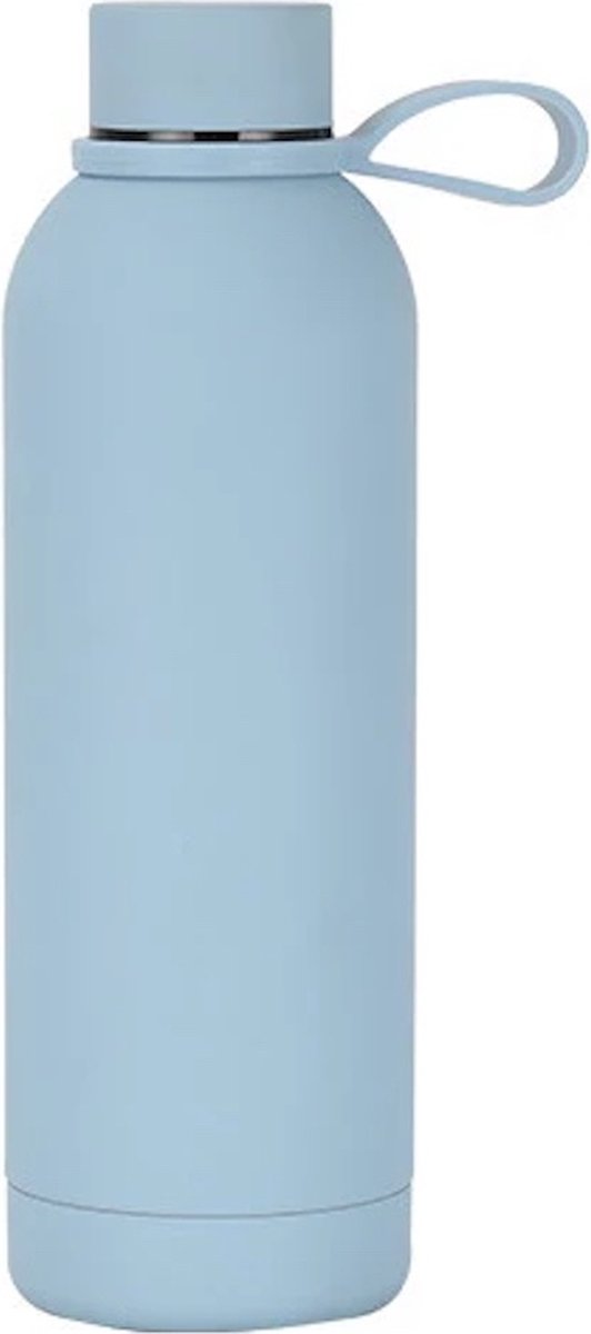 Without Lemon - Thermos Drinkfles - RVS Vacuüm - Waterfles - Warm - Koud - Water - Siliconen - Travel - 500 ML - Licht Blauw