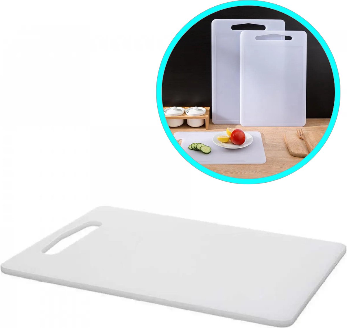 Ragnal Snijplank Wit 31×21 cm – Antibacterieel • Vaatwasserbestendig • Handgreep • Serveersnijplank & Borrelplank • Duurzaam & Lichtgewicht Kunststof Keukengerei