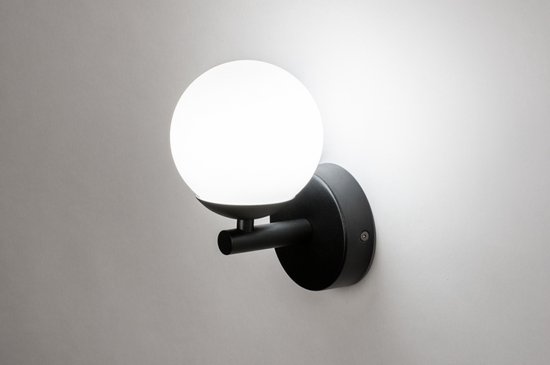 Lumidora Wandlamp 73989 - Voor binnen - ROMA - Ingebouwd LED - 6.0 Watt - 350 Lumen - 3000 Kelvin - Zwart - Wit - Metaal - Badkamerlamp - IP44