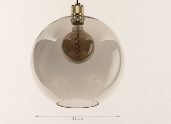 Lumidora Hanglamp 74547 - MARIEKE - E27 - Grijs - Goud - Bruin - Messing - Glas - ⌀ 35 cm