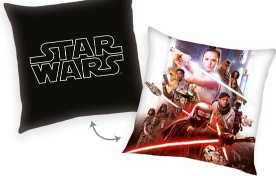 Star Wars sierkussen- 40x40cm- polyester- gevuld- zacht- groot Star Wars Logo en print.