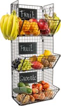 ThemaTrends® Fruit Basket - Suspendu - porte-banane - Corbeille à fruits - Zwart/ Métal