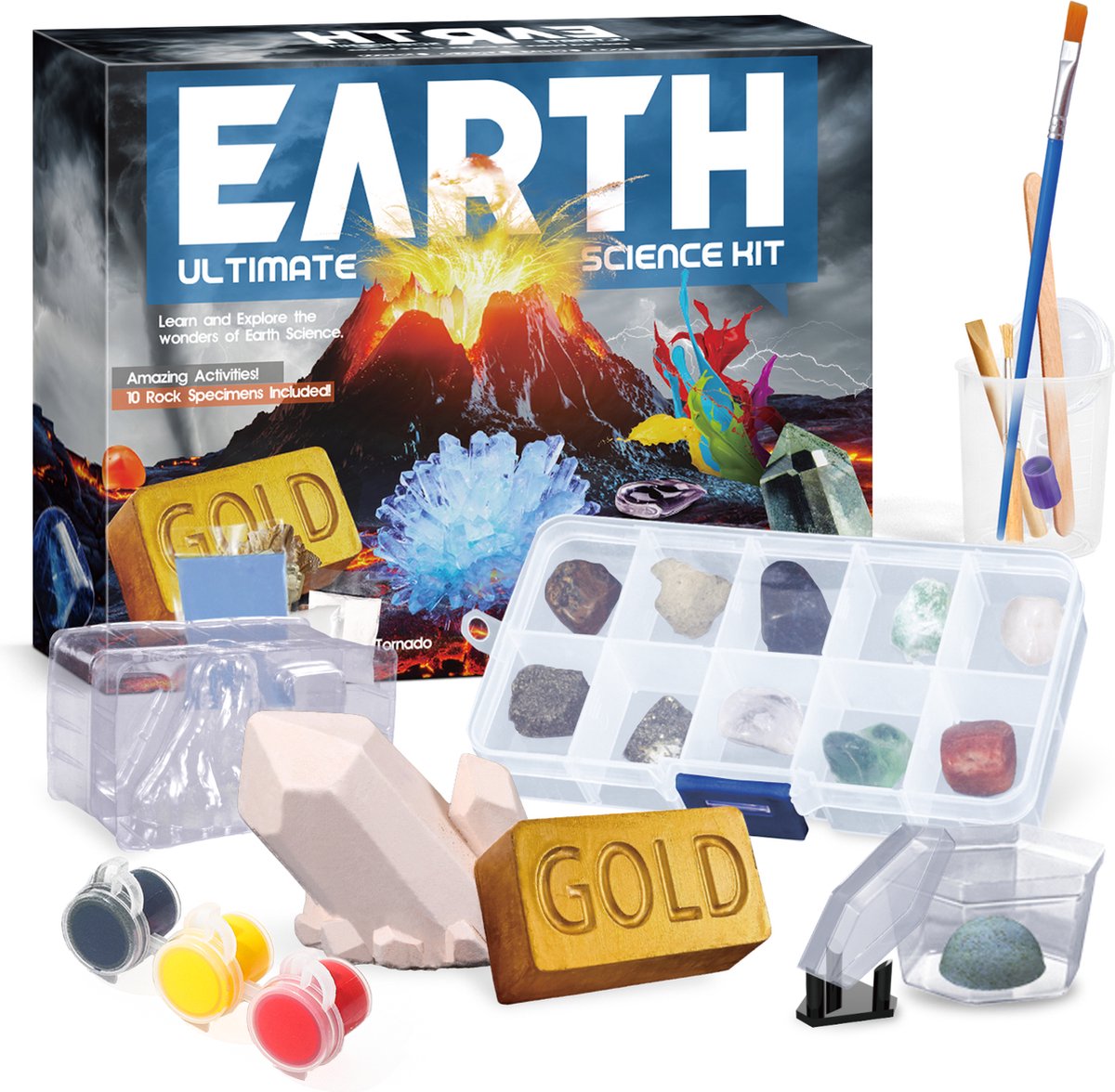 scheikunde experimenteerset - wetenschap speelgoed experimenteren - experimenten voor kinderen - experimenteerdozen - edelenstenen en kristallen groeien - T2483G