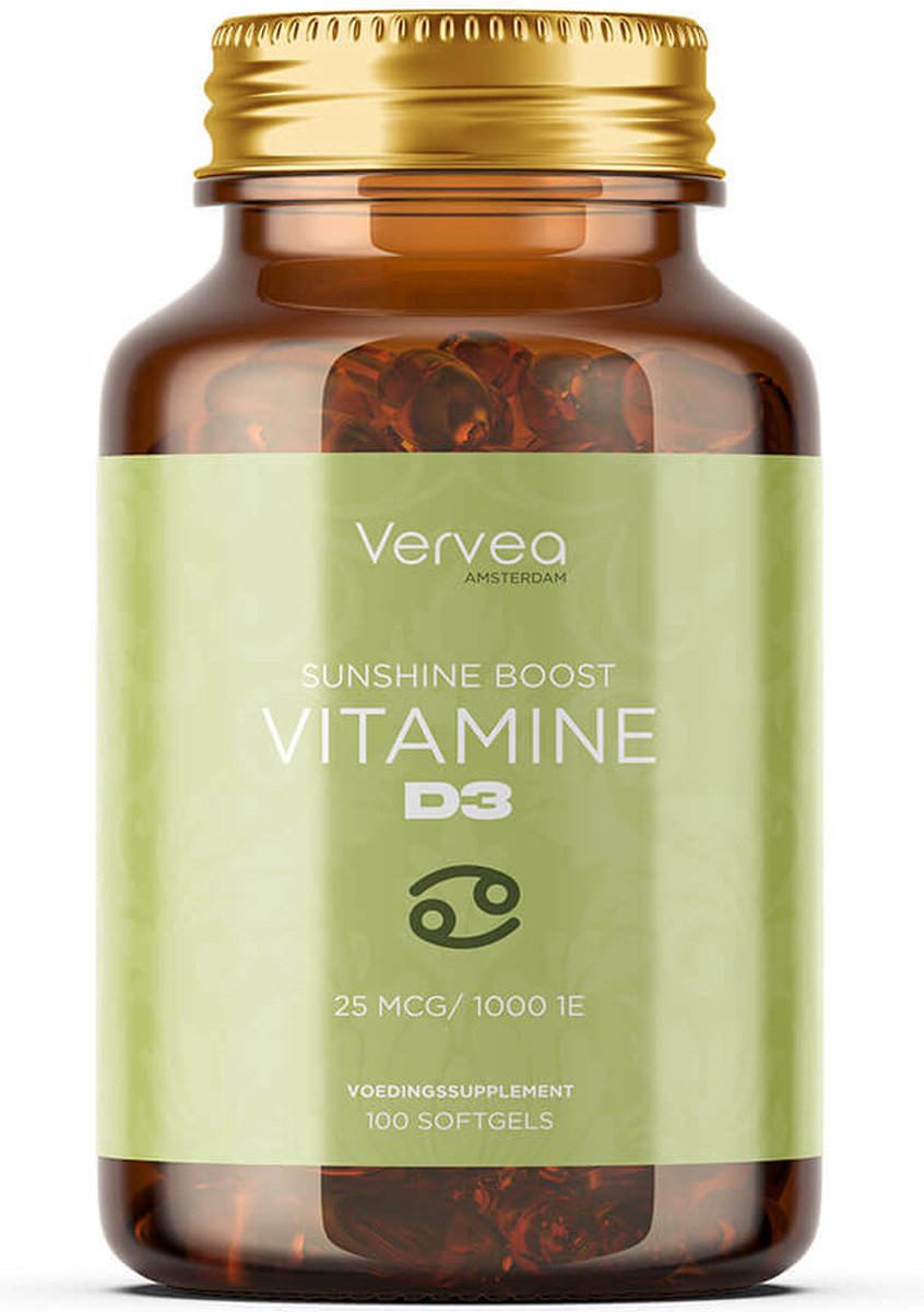 Vervea - Sunshine Boost Vitamine D3 1000IE - Vitamine D3 25MCG - 100 softgels - Premium
