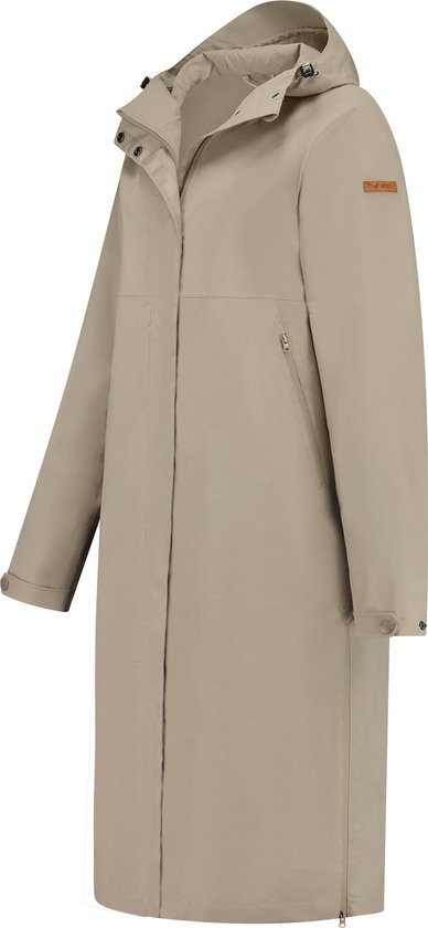 MGO Lori - Waterdichte lange damesjas - Regen jacket vrouwen - Taupe - Maat XL