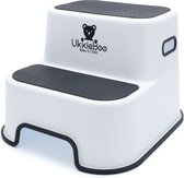 UkkieBoo Opstapje - Antislip Krukje voor keuken, WC en badkamer - Max 100kg - Zwart - Wit
