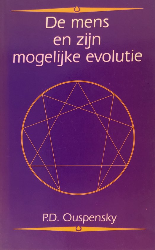 Boekcover met paarse achtergrond, titel 'De mens en zijn mogelijke evolutie' en een cirkel met een geometrisch patroon.