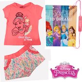 Disney Princess - 2-delige Set - Shortama - Assepoester - Roze - Maat 98 (3 jaar) + Tas