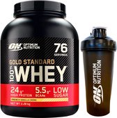 Optimum Nutrition Gold Standard 100% Whey Protein Bundel – French Vanilla Proteine Poeder + ON Shakebeker – 2270 gram (71 servings)