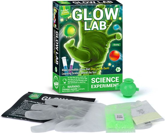 Foto: Pocket science scheikunde experimenteerset experimenten voor kinderen experimenteerdozen glow in the dark stuiterballen maken t2508