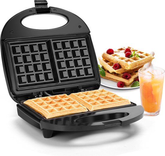 Aigostar Sweet 30J4O - Wafelijzer - Wafelmaker voor 2 Wafels - Anti-Aanbaklaag - met Indicatielampje - 750W - RVS