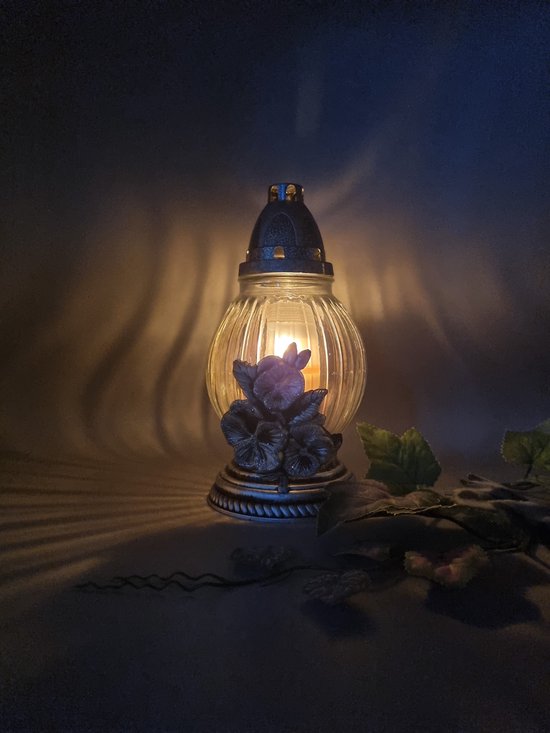 Lanterne Funéraire Gris – Bougeoir Décoratif En Verre Et Plastique – Marque Décor