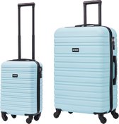 BlockTravel kofferset 2 delig ABS ruimbagage en handbagage 29 en 74 liter - inbouw TSA slot - licht blauw