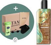 Devoted Creations ® White 2 Bronze Coconut - Crème pour lit de bronzage - Crèmes bronzantes - Crème pour lit de bronzage - Avec Poudres bronzantes - Incl. Coffret Exclusif Tan Obsession - 250 ML