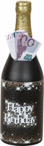Tirelire adulte - bouteille de vin/bouteille de champagne - Happy Anniversaire - H31 x L10 cm