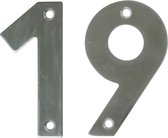 AMIG Huisnummer 19 - massief Inox RVS - 10cm - incl. bijpassende schroeven - zilver