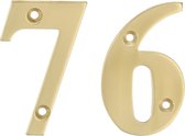 AMIG Huisnummer 76 - massief messing - 10cm - incl. bijpassende schroeven - gepolijst - goudkleur