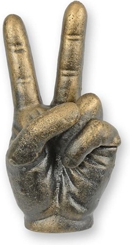 Denza - Gietijzeren hand vrede teken NH-80 - hoogte 17,5 cm - A CAST IRON SCULPTURE OF A PIECE SIGN HAND - BRONZE LOOK