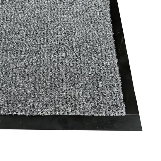 JYG binnen - buiten Schoonloopmat OLYMPIA grijs 90x400cm - 4 zijden stootrand - schoonloop loper voor binnen en buiten - anitslip onderzijde in verschillende maten verkrijgbaar