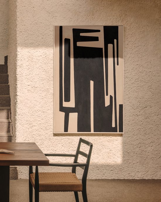 Kave Home - Abstract schilderij op linnen Salmi in beige en zwart 140 x 90 cm